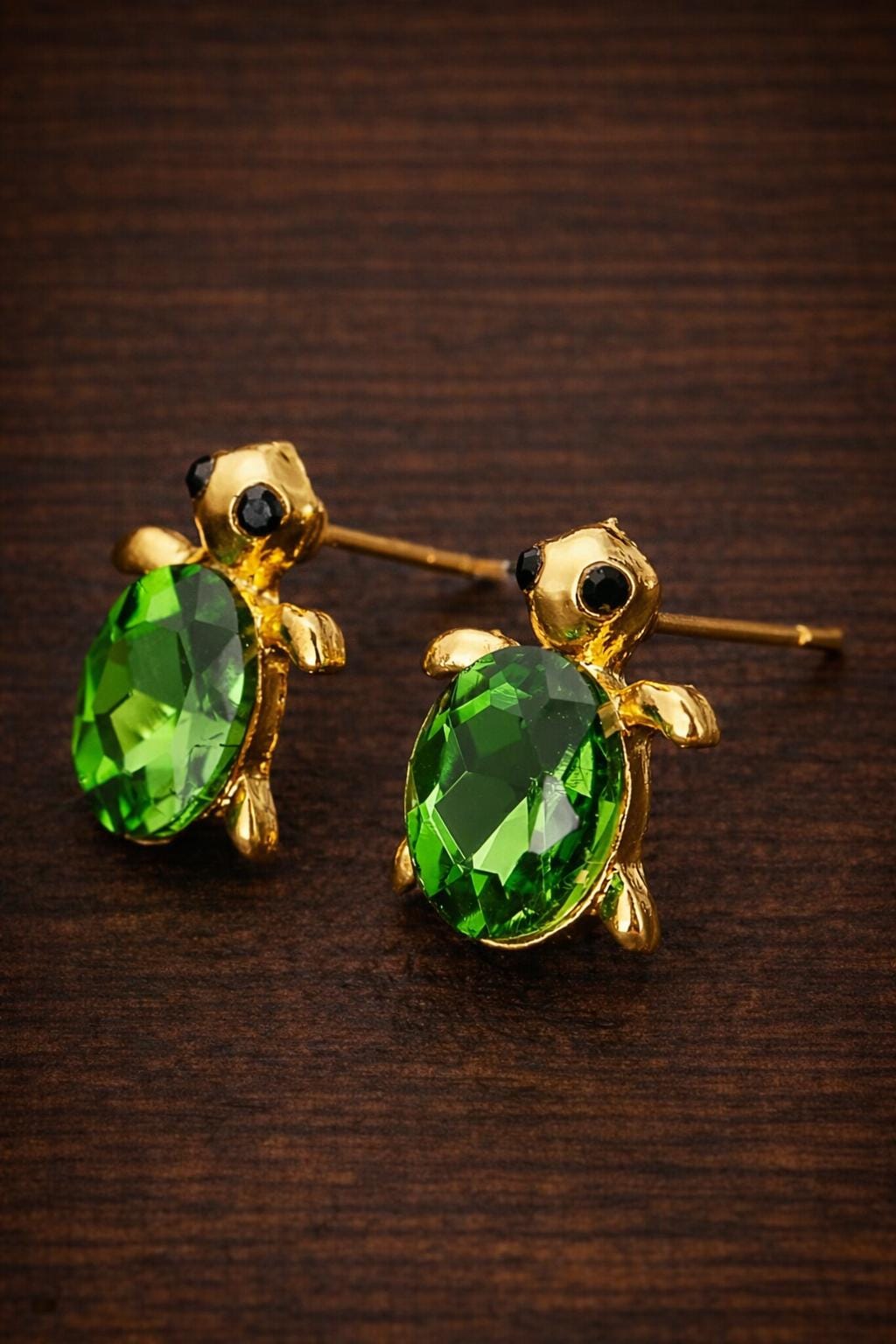 Green Turtle Stud Earrings, Enamel Animal Jewelry, Hypoallergenic Posts