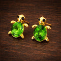 Green Turtle Stud Earrings, Enamel Animal Jewelry, Hypoallergenic Posts