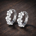 Sterling Silver Rose Flower Hoop Earrings with AAA Zirconia