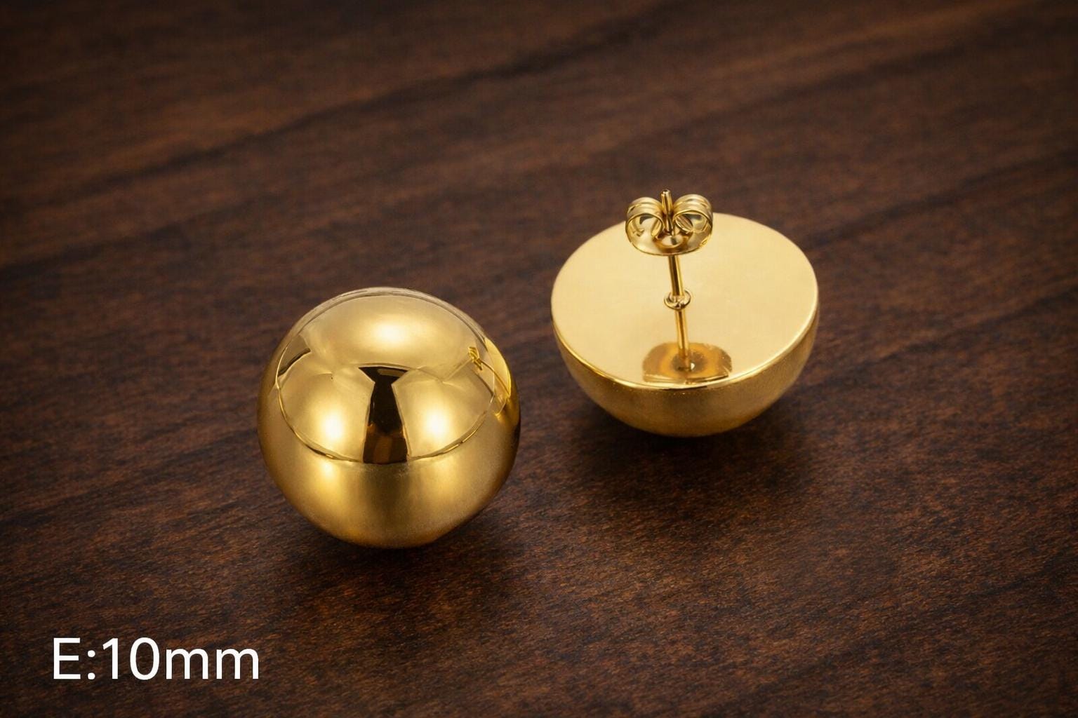 Stainless Steel Half Ball Earrings, Gold Dome Stud Earrings, Minimalist Modern Jewelry