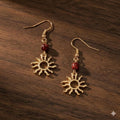 Vintage Gold Sun Dangle Earrings, Minimalist Boho Style, Alloy Jewelry